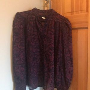All Saints Burgundy Black Snake Print Blouse 8